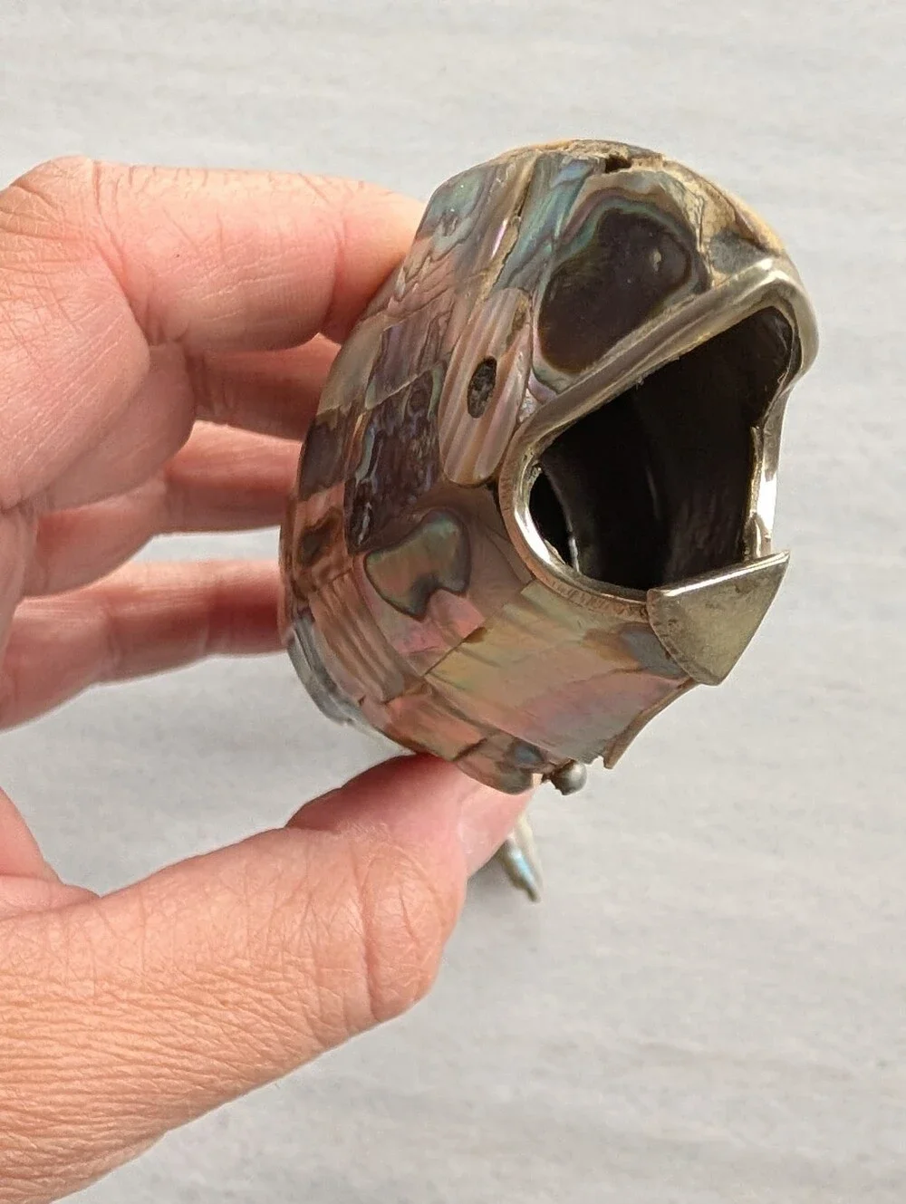 vintage ABALONE SHELL articulated fish bottle opener